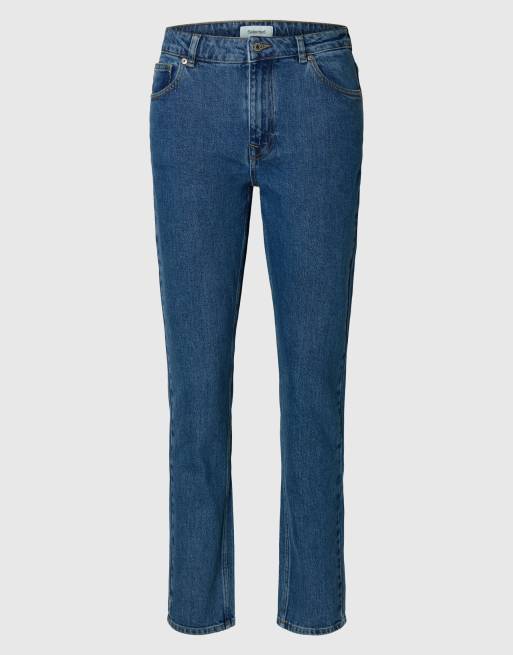 Selected Femme – Mellanblå, avsmalnande jeans i slim fit , 6 av 6