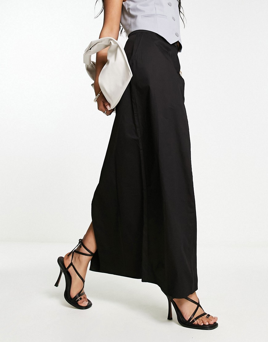 Selected Femme mid rise maxi skirt in black