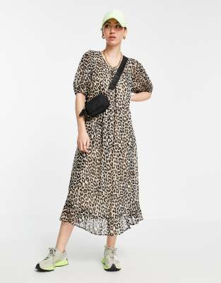 Kristus Synes Sydøst Selected Femme midi smock dress in leopard print | ASOS