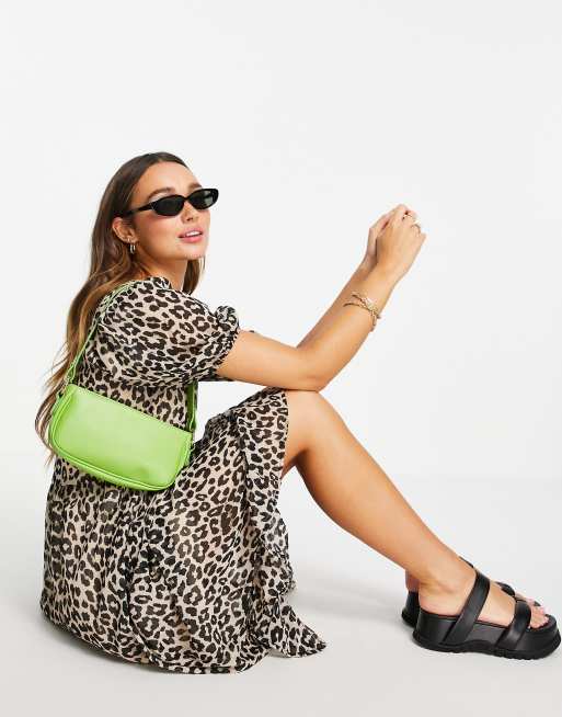 Selected Femme - Midi-smockjurk met luipaardprint