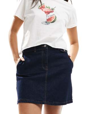 Selected Femme - Mini-Jeansrock in Dunkelblau