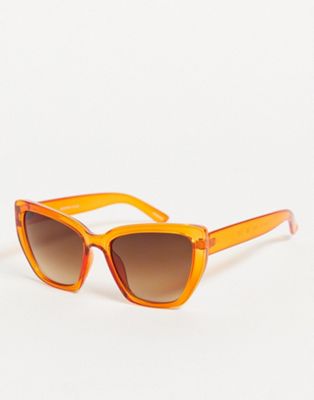 Selected Femme ombre shaded lens perspex sunglasses in orange