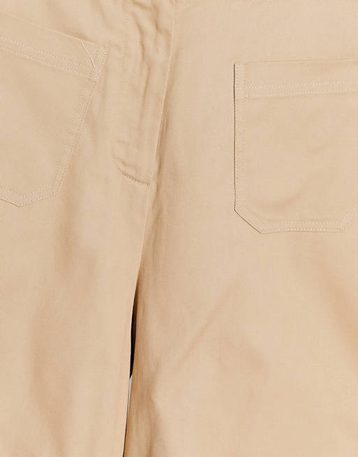 Shorts Selected Femme organic cotton wide leg shorts in camel 