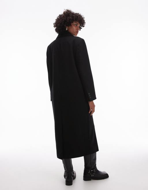 Selected Femme – Oversize-Mantel aus Wolle in Schwarz ASOS