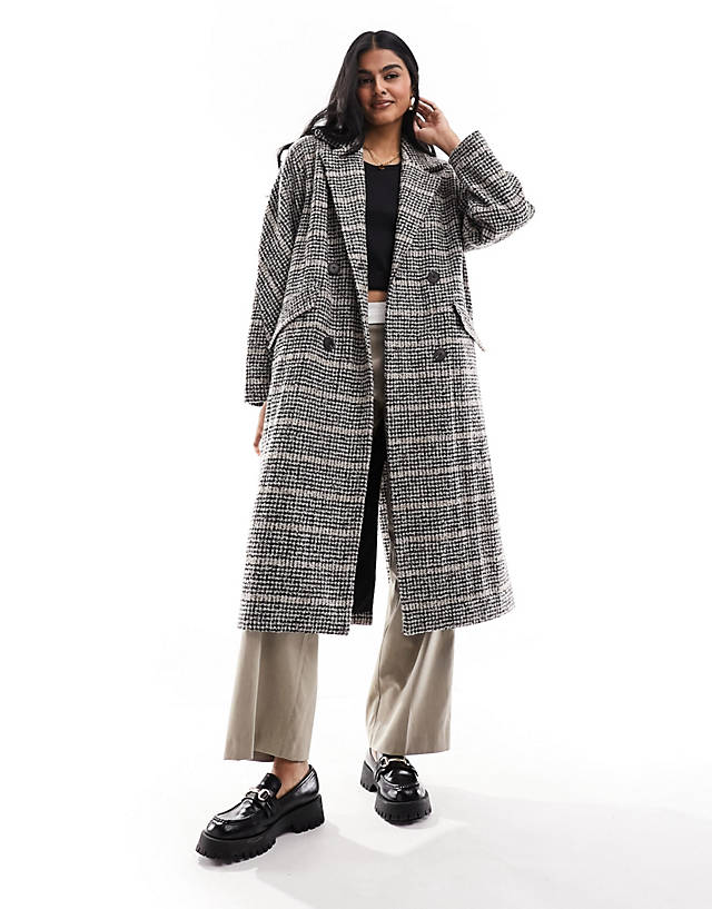 Selected - femme oversized formal coat in check print