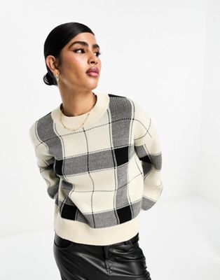 Selected Femme oversized jumper in mono check