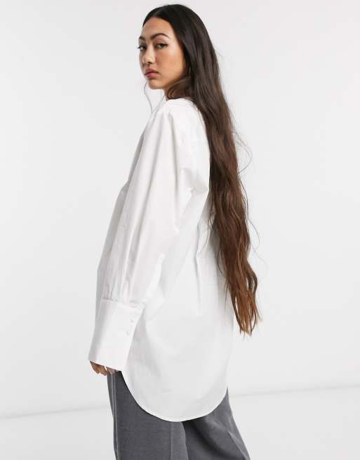 Selected Femme oversized shirt in white