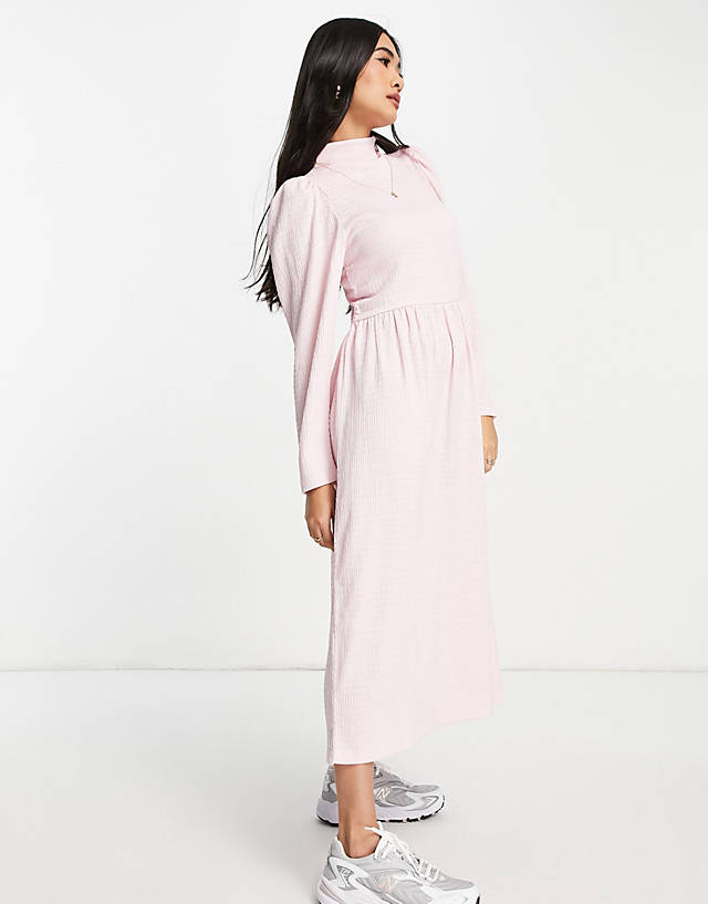 Selected - femme oversized sleeve maxi dress in pink