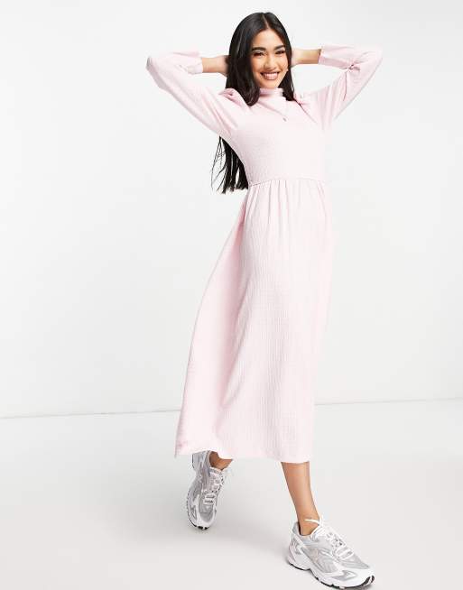 Selected Femme oversized sleeve maxi dress in pink