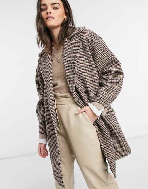 Selected Femme oversized wool coat in check