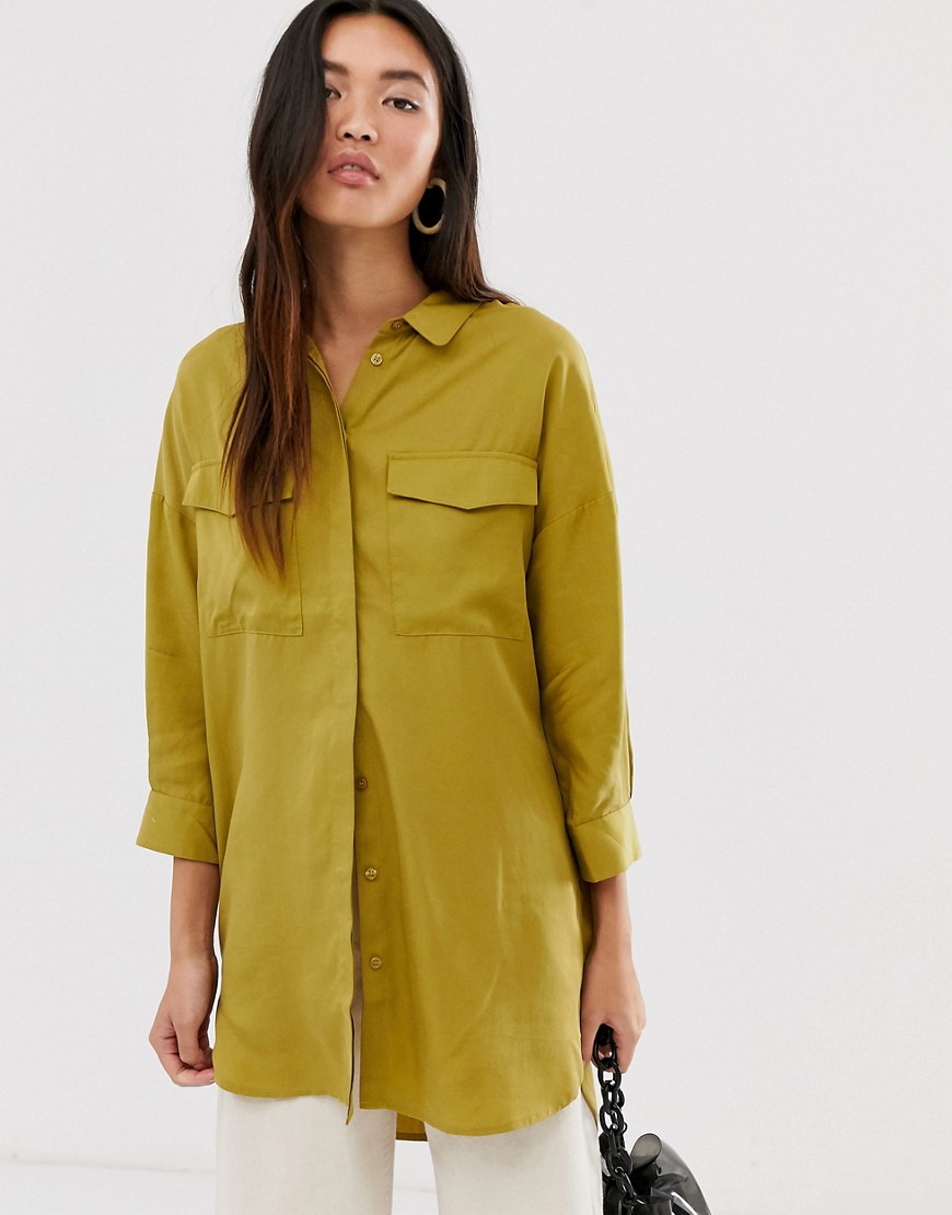Selected Femme oversized woven shirt with pocket detail-Multi