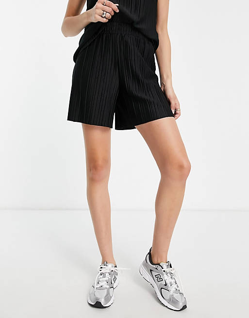 Selected Femme plisse shorts in black (part of a set)