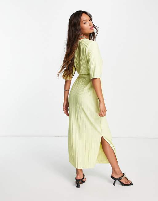 Selected Femme plisse t shirt midi dress with side splits in