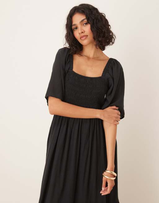 2024年激安 Selected Femme puff sleeve dress in black | ASOS ワンピース