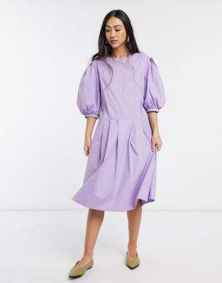Selected Femme puff sleeve dress with 