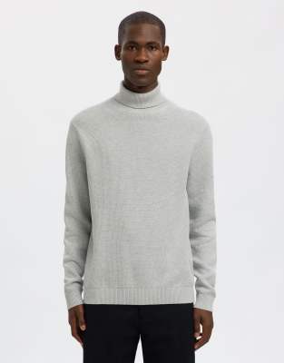 Selected Femme - Pull à col roulé - Gris clair chiné