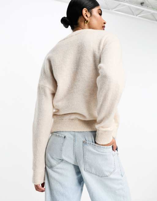 Selected Femme - Pull en maille à col V - Crème , 4 de 4