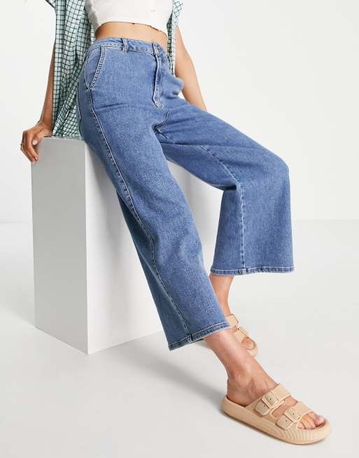 Selected Femme Randi Jean court ample en coton melange Bleu moyen delave MBLUE ASOS