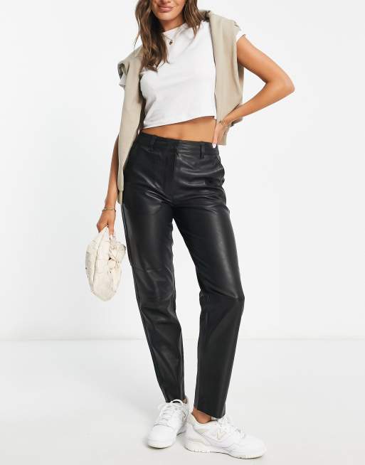 Selected Femme real leather pants in black, 4 of 4