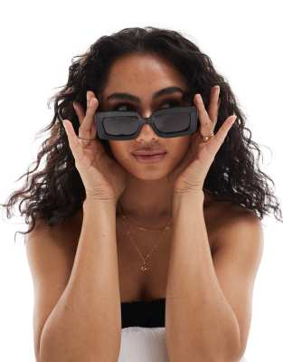 Selected Femme - Rechteckige Sonnenbrille in Braun