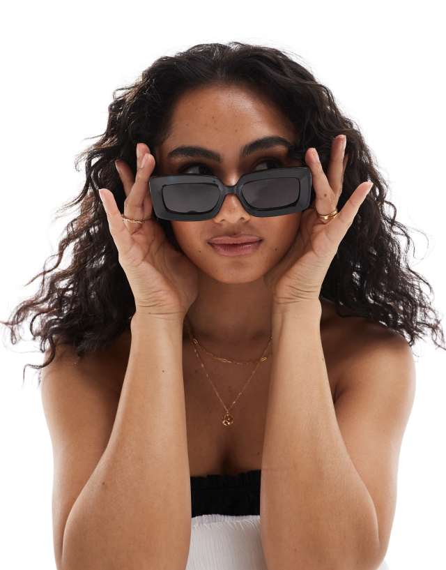 Selected - femme rectangle sunglasses in brown