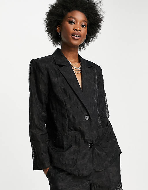 Selected Femme relaxed blazer co-ord in black
