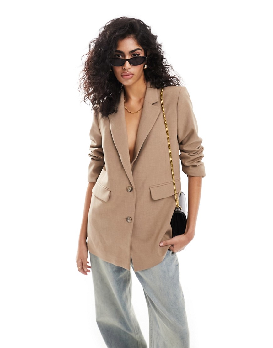 Selected Femme relaxed fit blazer in beige-Neutral