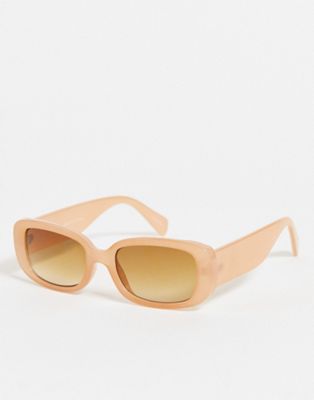 Selected Femme retro rectangular sunglasses in chalk pink