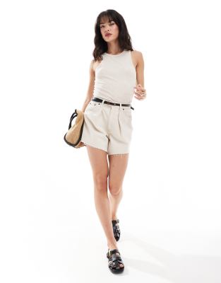 Selected Femme Ribbed Tank Top In White
