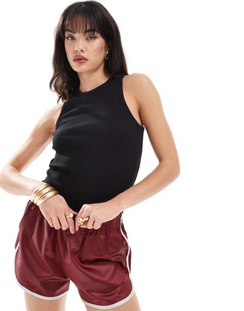 Selected ribbed vest in black