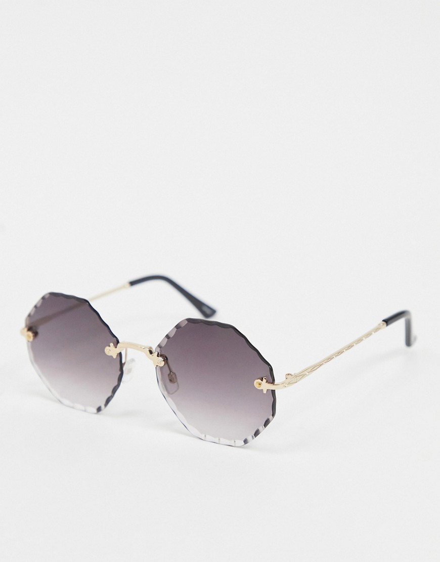 Selected Femme rimless hexagon sunglasses in gold