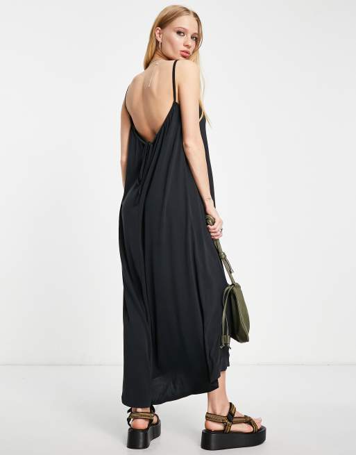 Selected Femme - Robe mi-longue à bretelles fines - Noir, 3 de 4
