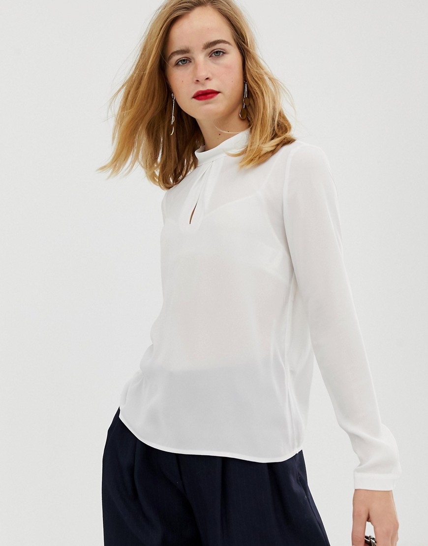 Selected Femme roll neck blouse-Cream