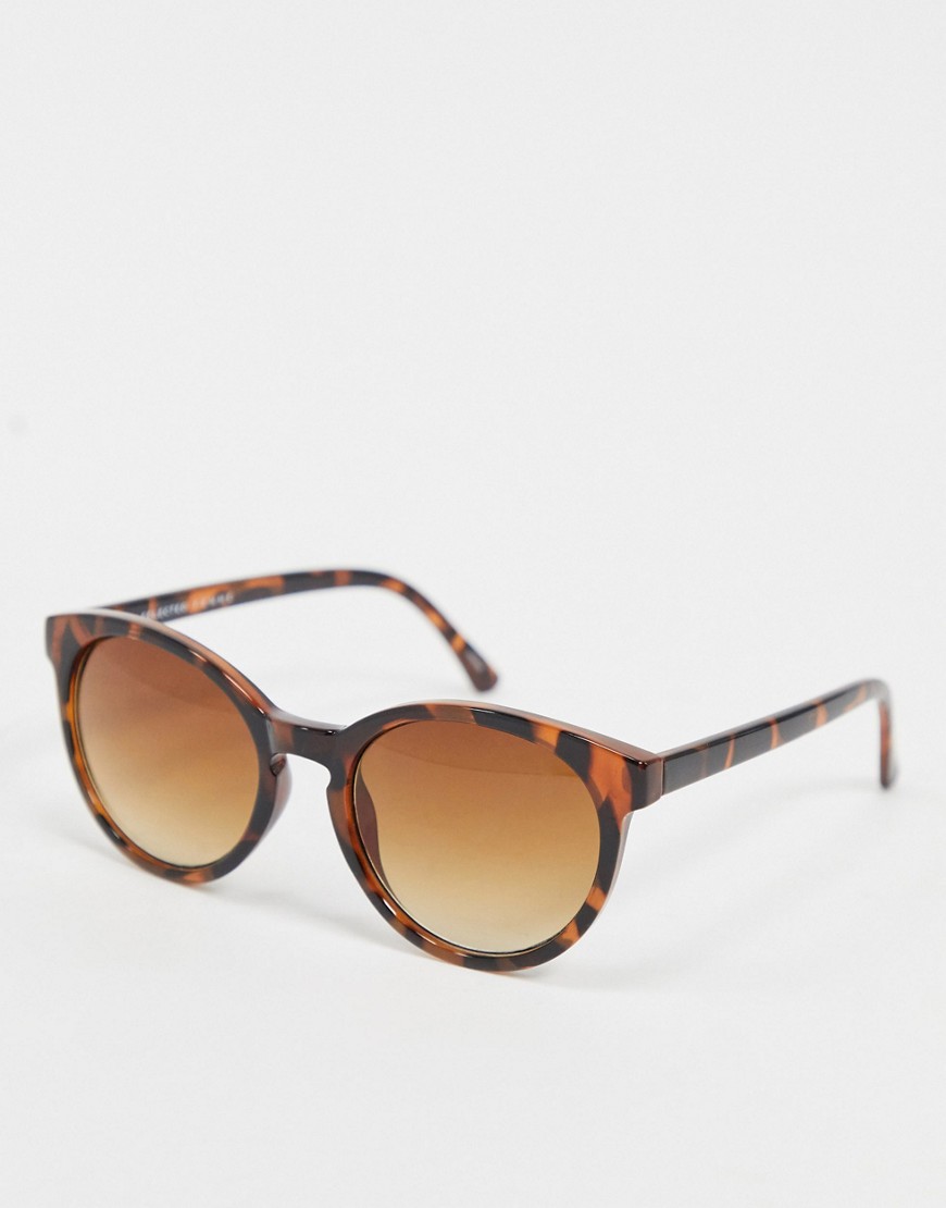Selected Femme round sunglasses in brown tortoiseshell-Gold