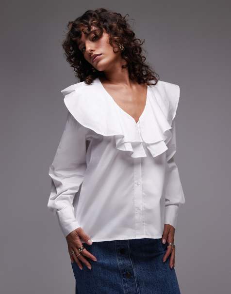 Selected Femme ruffle shirt in white - view 1