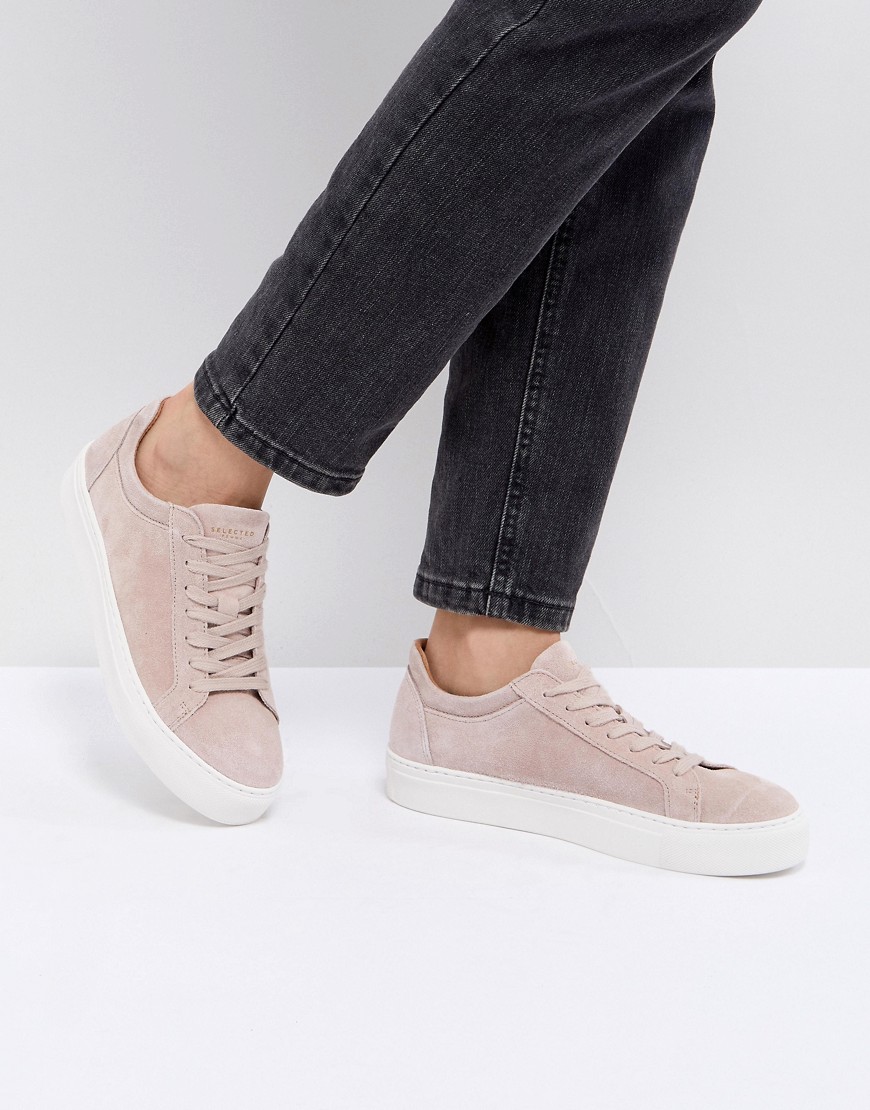 Selected Femme - ruskindssneakers-Pink