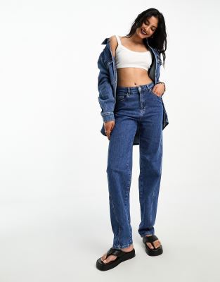 DTT split front hem straight leg jeans