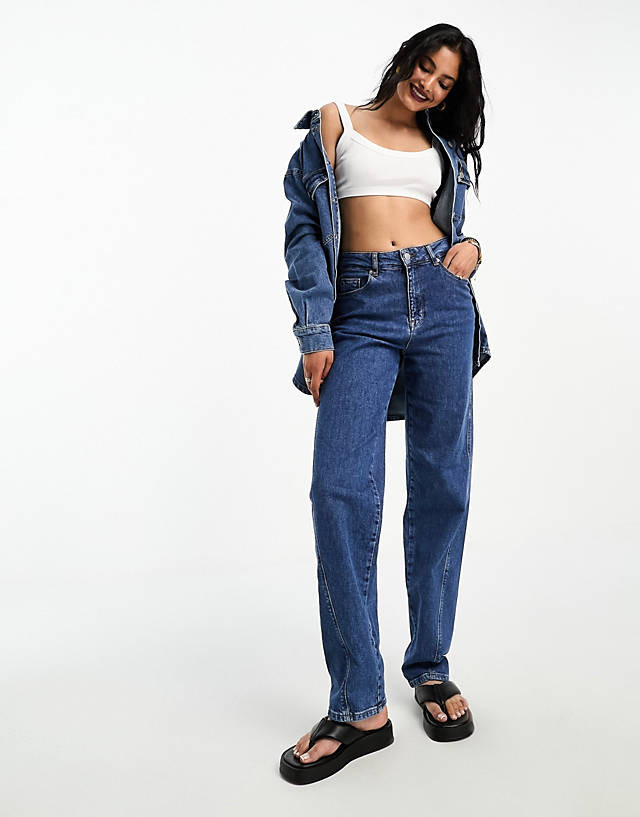Selected - femme seam detail straight leg denim jeans co-ord in blue