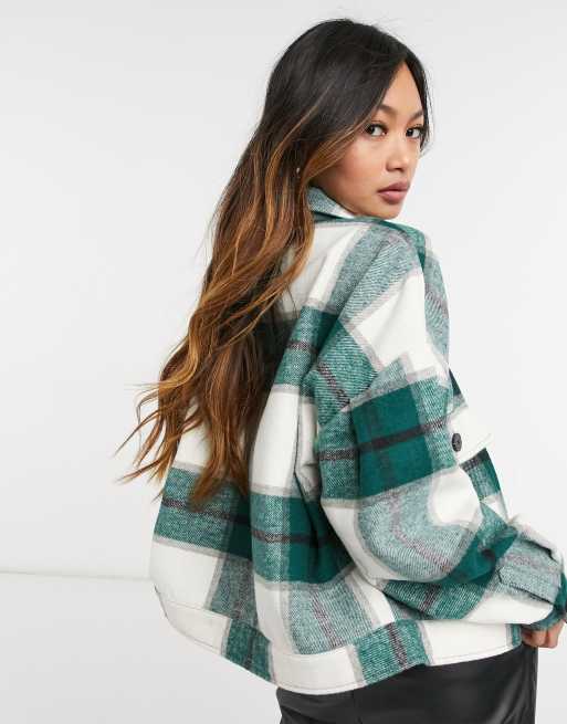 Selected Femme shacket in green plaid