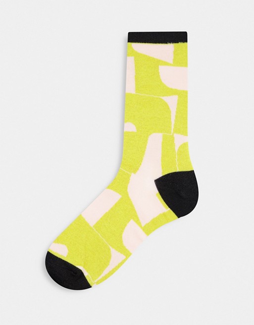 Selected Femme socks in lime shape print