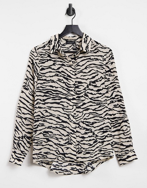 Selected Femme shirt co-ord in neutral animal print