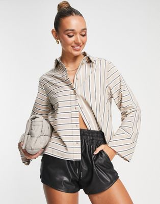 Selected Femme shirt in sand mixed stripe