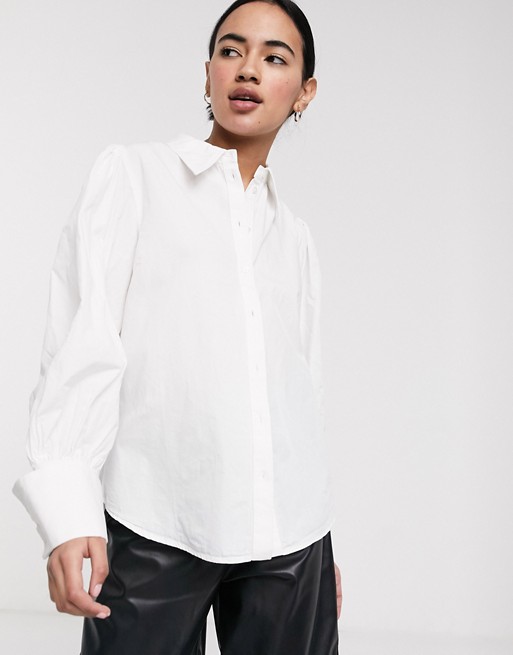 Selected Femme shirt with wide cuff in white