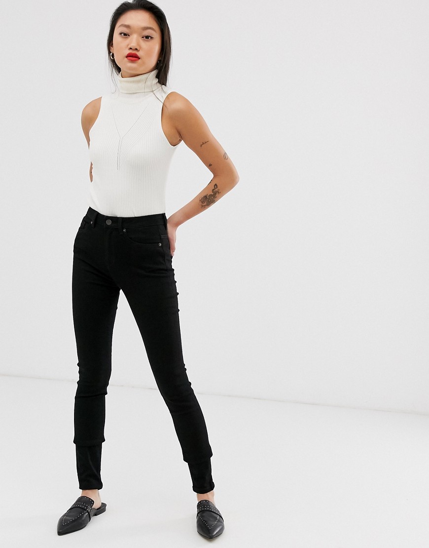Selected Femme - Skinny jeans met hoge taille in zwart