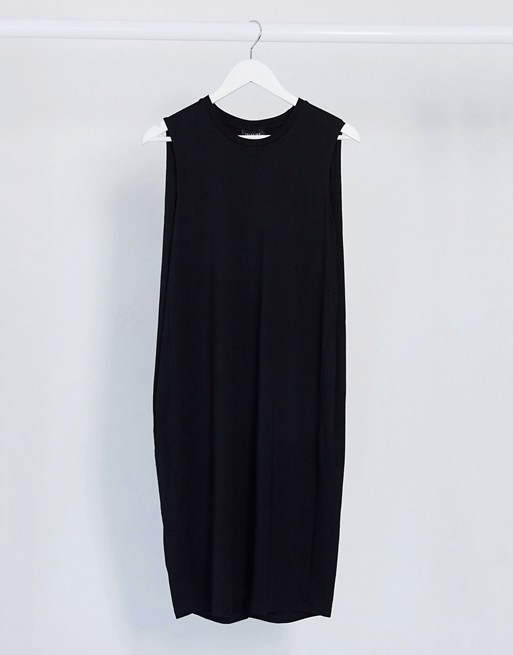 Selected Femme sleeveless midi dress in black
