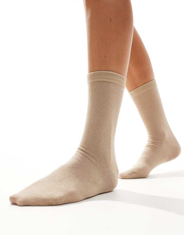 Selected - femme socks in cream glitter