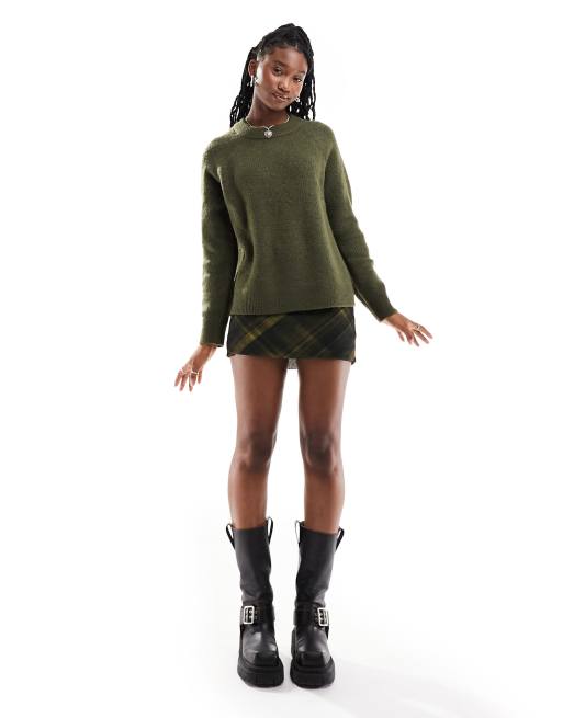 Selected Femme soft knit long sleeve jumper in khaki ASOS