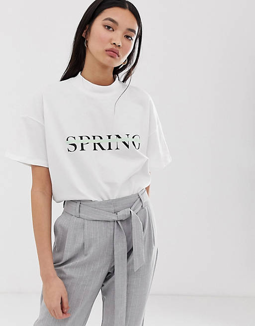 Selected Femme spring slogan high neck tee