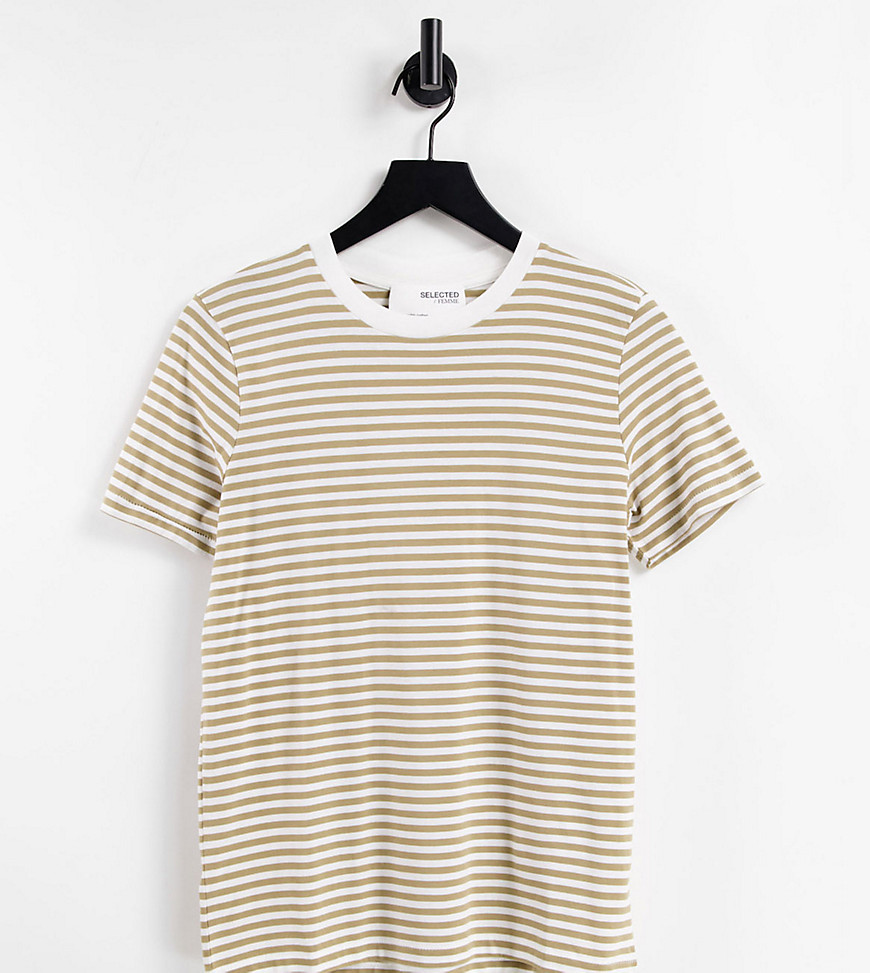 Selected Femme - Stribet T-shirt i bomuld - Kun hos ASOS-Multifarvet