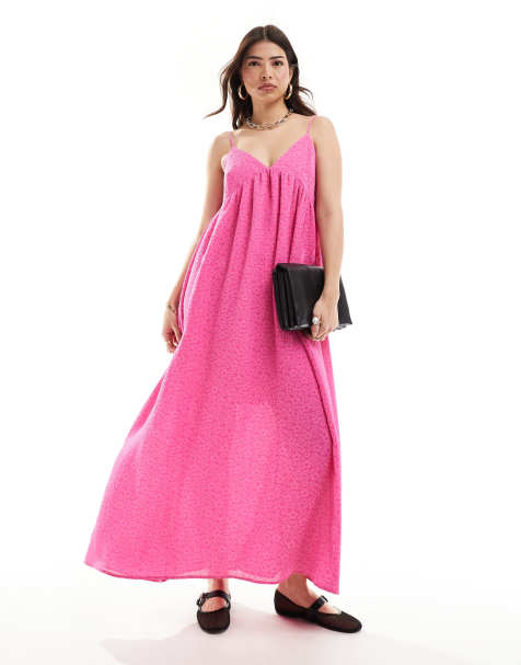 Selected Femme structured maxi cami dress in pink  - view 1